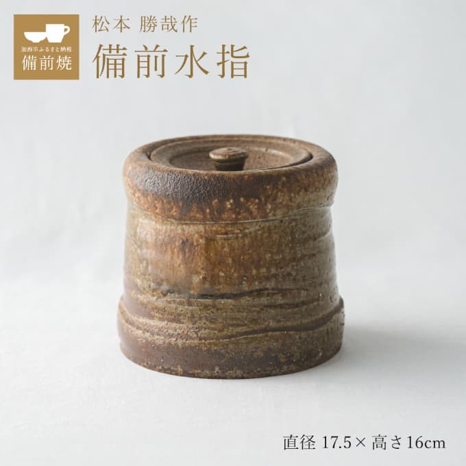 【一点もの】備前水指 備前 備前焼 松本勝哉 工芸品 日本古来 六古窯 歴史 古い 焼き物 釉薬 豊臣秀吉 唯一無二 伝統 作品 鎬壺 美しい 筒型 作陶