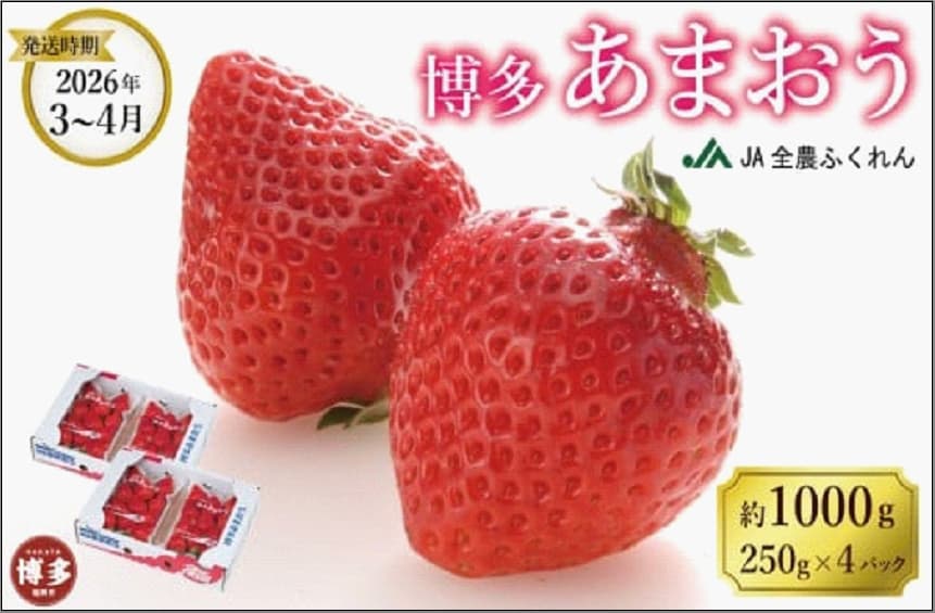 <2027年3月~4月発送>博多あまおう 約250g×4