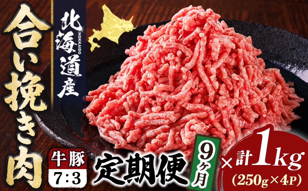 【定期便 9ヶ月連続】北海道産 合い挽き肉 合計1kg(牛7:豚3) 濃厚旨みひき肉 挽肉 挽き肉 ひき肉です 合挽肉 合挽き肉 豚 肉 豚肉 豚肉ミンチ 合挽豚肉 牛 肉 牛肉 牛肉ミンチ 合挽牛肉 合い挽き 小分け 一人暮らし セット おかず ハンバーグ 冷凍 定期便 肉 絶品 人気 ヒロセ 100000以上 10万ほど 北海道 釧路町 釧路超 特産品