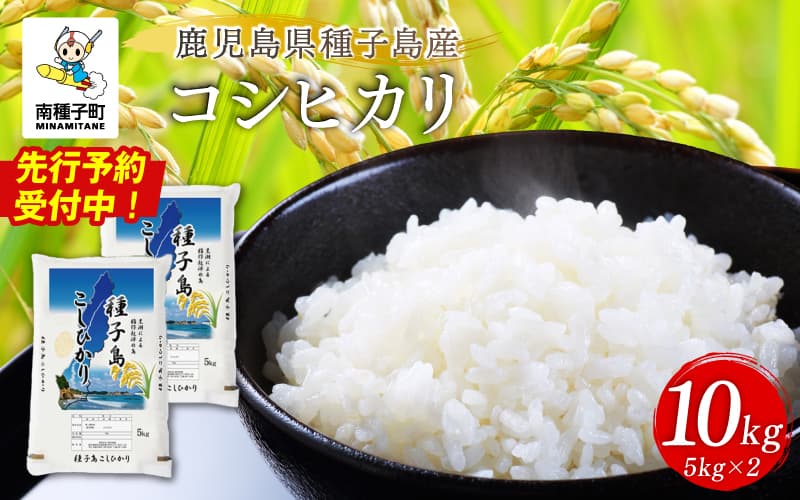 【先行予約】《令和8年産米 新米》【8月上旬より順次発送予定】 種子島産コシヒカリ10kg(5kg×2) 【新栄物産】