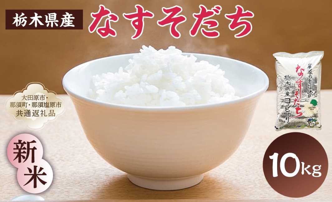 【大田原市・那須塩原市・那須町共通返礼品】<米>令和7年産 栃木県産 コシヒカリ なすそだち 10kg JAなすの産地直送 ns005-002-10 【お米 大粒 ごはん おにぎり 国産 白米】 (管理コード:ns005-002-10)