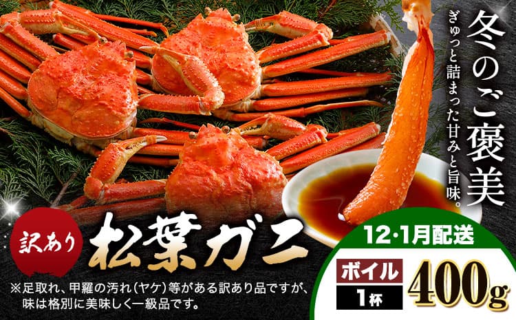 カニ 松葉ガニ 訳あり 400g×1杯 ボイル《12月上旬~1月末頃出荷》SOO合同会社 鳥取県 八頭町 送料無料 蟹 かに 姿 鍋 ズワイガニ ズワイ蟹 ボイル 松葉ガニ 訳アリ---yazu_soo_158_400g---