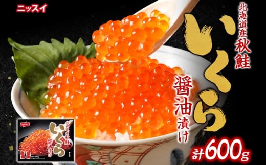 ニッスイ 北海道秋鮭いくら醤油漬け 600g (100g × 6) いくら イクラ 醤油漬け 魚卵 魚介 魚介類 北海道産 国産 北海道 小樽市 冷凍