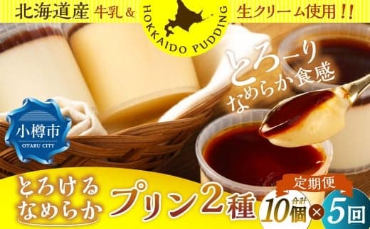 【5回定期便】 プリン 2種セット (ミルク ・ カスタード) 約900g (約90g×10個) (合計約4.5kg) 2種類 ぷりん 牛乳 洋菓子 菓子 お菓子 セット 定期便 北海道 小樽市 冷凍