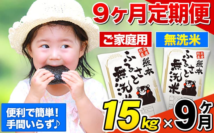 【9ヶ月定期便】熊本ふるさと無洗米 15kg 訳あり 《お申込み翌月から出荷》米 コメ こめ 熊本県産 米 ふるさと納税 わけあり 以上のお米ならこれ お米 おこめ 熊本 むせんまい kome musennmai 定期便---mifune_lcl_952_mo9---