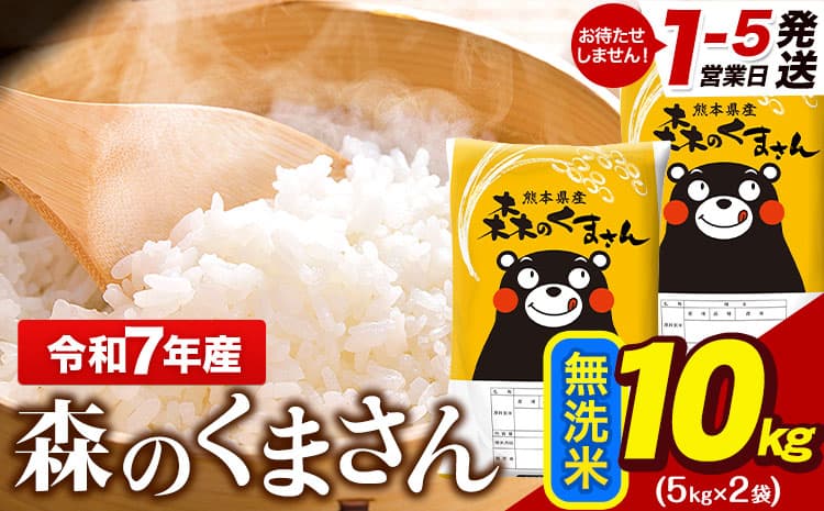 令和7年産 無洗米 森のくまさん 10kg 5kg × 2袋 熊本県産 単一原料米 森くま《1-5日以内に出荷予定(土日祝除く)》 送料無料---gkt_lcl_598_10kg---