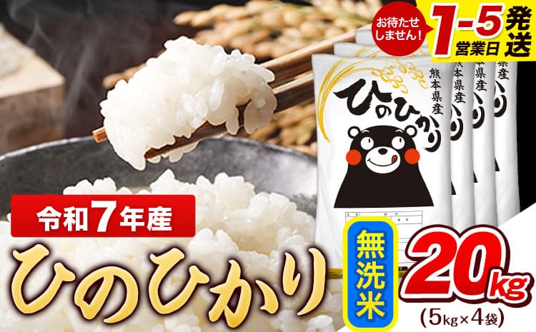 令和7年産 無洗米 ひのひかり 20kg《1-5日以内に出荷予定(土日祝除く)》熊本県産 ふるさと納税 無洗米 精米 ひの 米 こめ ふるさとのうぜい ヒノヒカリ コメ お米 おこめ---gkt_lcl_594_20kg---