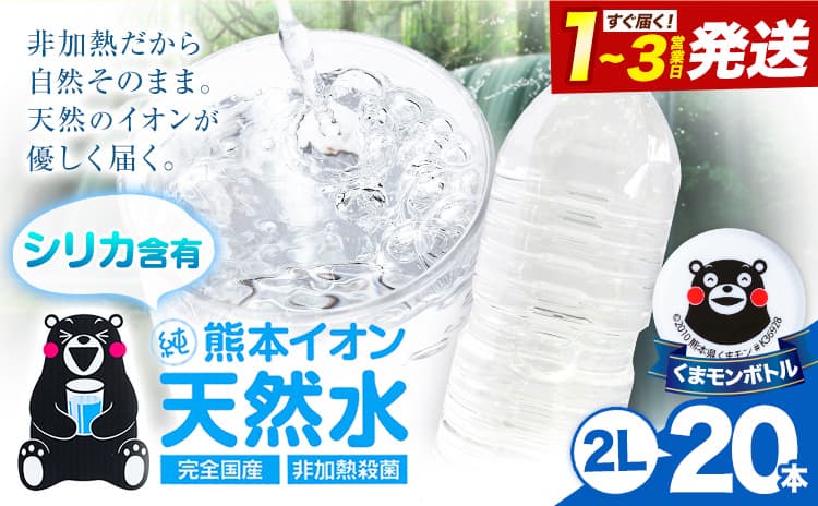 熊本イオン純天然水 ラベルレス 2L×20本 《1-3日以内に出荷予定(土日祝除く)》2l 水 飲料水 ナチュラルミネラルウォーター 熊本県 玉名郡 玉東町 完全国産 天然水 くまモン パッケージ---gkt_lcl_384_20h--- (管理コード:gkt_lcl_384_20h)