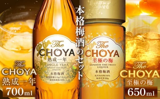 The CHOYA 熟成一年 700ml The CHOYA 至極の梅 650ml 計2本 セット 飲み比べ 羽曳野商工振興株式会社《30日以内に出荷予定(土日祝除く)》大阪府 羽曳野市 送料無料 梅酒 梅 酒 CHOYA チョーヤ チョーヤ梅酒 お酒 紀州 南高梅---habikino_hss_6_1--- (管理コード:habikino_hss_6_1)