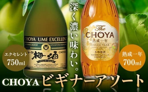 CHOYA ビギナーアソート TheCHOYA 熟成一年 700ml エクセレント 750ml 計2本 セット 飲み比べ 羽曳野商工振興株式会社《30日以内に出荷予定(土日祝除く)》大阪府 羽曳野市 送料無料 梅酒 梅 酒 CHOYA チョーヤ チョーヤ梅酒 お酒 紀州 南高梅---habikino_hss_15_1--- (管理コード:habikino_hss_15_1)