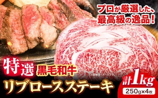黒毛和牛 特選 リブロースステーキ 250g × 4枚 エムエスエイ (株)《30日以内に出荷予定(土日祝除く)》大阪府 羽曳野市 送料無料 リブロース ステーキ ロース 牛 和牛 牛肉---habikino_msa_13_1--- (管理コード:habikino_msa_13_1)