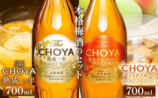 The CHOYA 熟成一年 700ml The CHOYA CRAFT FRUIT 700ml 計2本 セット 飲み比べ 羽曳野商工振興株式会社《30日以内に出荷予定(土日祝除く)》大阪府 羽曳野市 送料無料 梅酒 梅 酒 CHOYA チョーヤ チョーヤ梅酒 お酒 紀州 南高梅---habikino_hss_10_1--- (管理コード:habikino_hss_10_1)