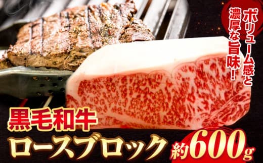 黒毛和牛 ロース ブロック600g エムエスエイ (株)《30日以内に出荷予定(土日祝除く)》大阪府 羽曳野市 送料無料 牛肉 牛 和牛 ブロック肉 ステーキ---habikino_msa_8_1--- (管理コード:habikino_msa_8_1)