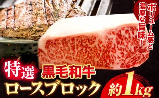 黒毛和牛 ロース ブロック 特選 約1kg エムエスエイ (株)《30日以内に出荷予定(土日祝除く)》大阪府 羽曳野市 送料無料 牛肉 牛 和牛 ブロック肉 ステーキ---habikino_msa_15_1--- (管理コード:habikino_msa_15_1)