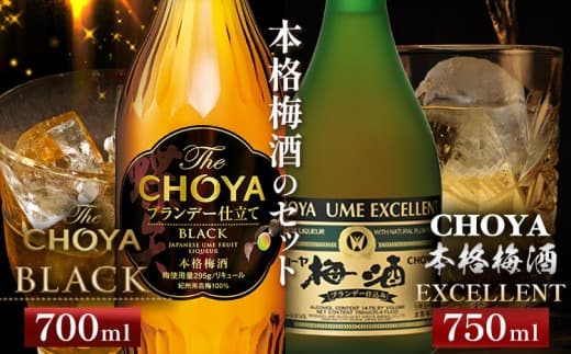 The CHOYA BLACK 700ml The CHOYA EXCELLENT エクセレント 750ml 計2本 セット 飲み比べ 羽曳野商工振興株式会社《30日以内に出荷予定(土日祝除く)》大阪府 羽曳野市 送料無料 梅酒 梅 酒 CHOYA チョーヤ チョーヤ梅酒 お酒 紀州 南高梅 black---habikino_hss_20_1--- (管理コード:habikino_hss_20_1)