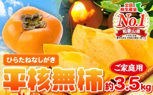 ご家庭用 和歌山秋の味覚 平核無柿 ( ひらたねなしがき ) 約 3.5kg 株式会社魚鶴商店《2026年10月上旬-11月上旬頃出荷》 和歌山県 日高町 柿 カキ かき たねなし ジューシー フルーツ---wsh_uot194_10j11j_25_13000_3500g--- (管理コード:wsh_uot194_10j11j_25_13000_3500g)