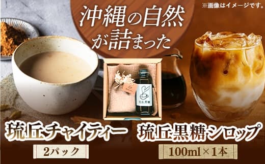 琉丘チャイティー & 黒糖シロップ ギフトセット - マサラチャイ スパイス 本格的 こだわり チャイ シロップ お手軽 簡単 人気 おすすめ 贈り物 プレゼント 贈答用 無添加 黒糖 自然の恵み 優しい 味わい 沖縄県 八重瀬町