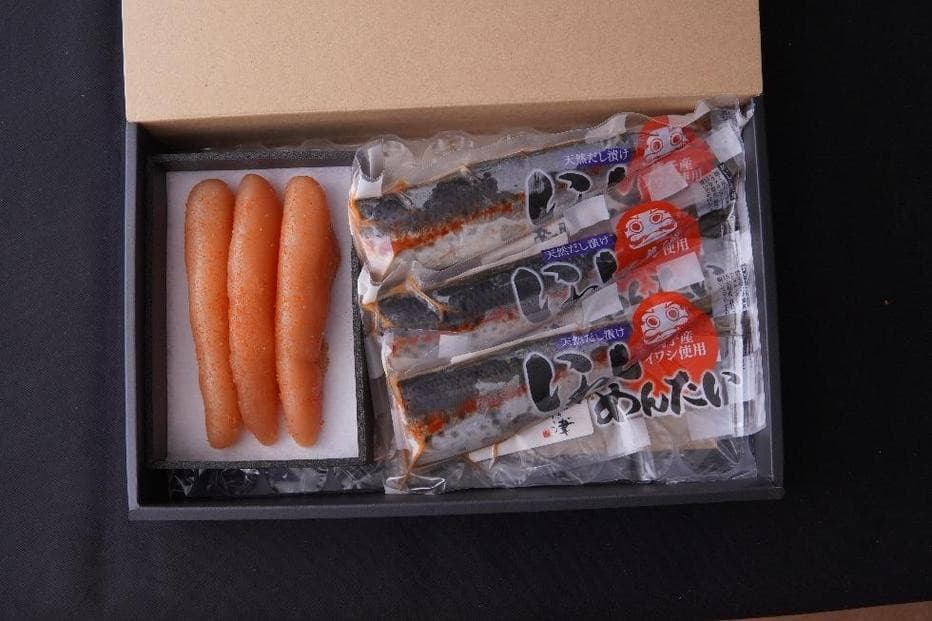 天然だし明太子(160g)と鰯めんたい(3尾)Aセット【辛子明太子】