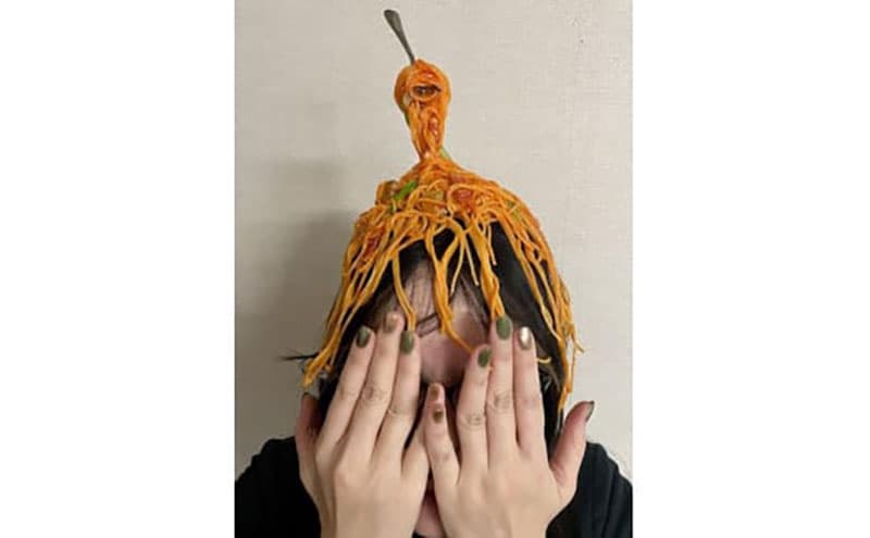 食品サンプル【被っちゃった!福岡トマトパスタ】