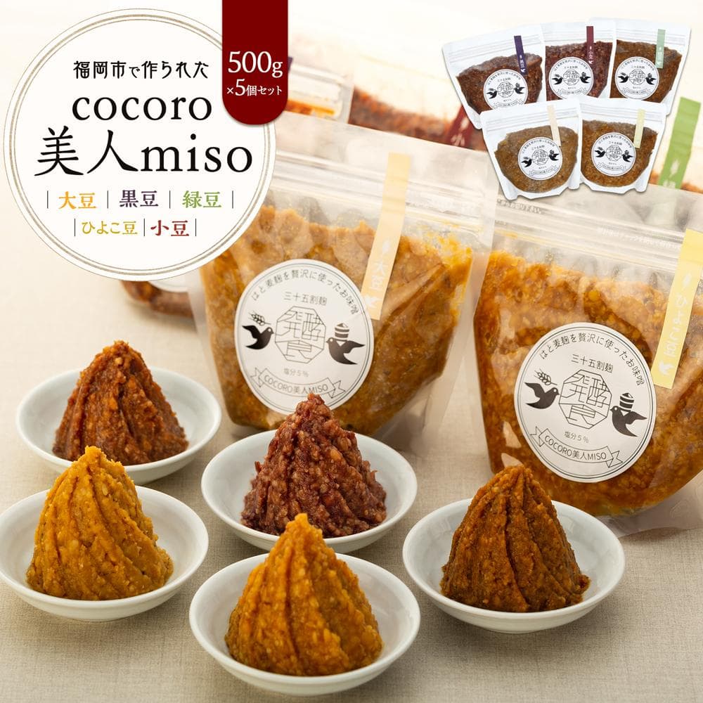 【福岡市で作られた】COCORO美人MISO(大豆)(黒豆)(緑豆)(ひよこ豆)(小豆)