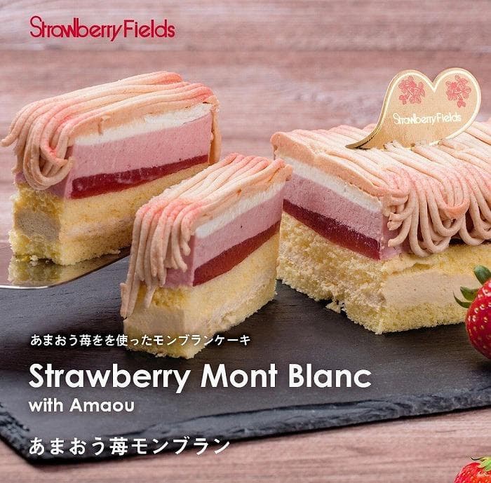 【福岡市】あまおう苺モンブランケーキ 1個(15cm×7.5cm×5.5cm)ストロベリーフィールズ