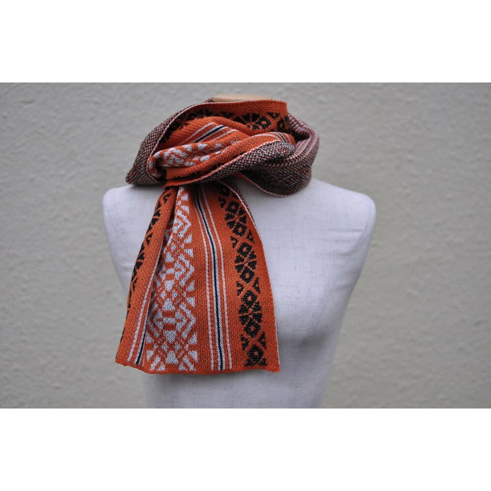 【博多区製造】献上柄オーガニックコットンストール【オレンジ】