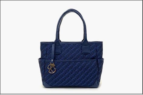 博多革工房HOMMONが作ったゴルフカートバッグ【博多織・牛革】:ネイビー