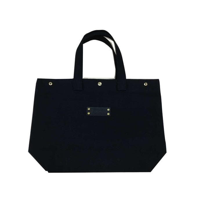 【福岡市の縫製工場オリジナルブランド OKUNIYA】本革ネーム (ブラック) トートバッグ ブラック(Mサイズ)