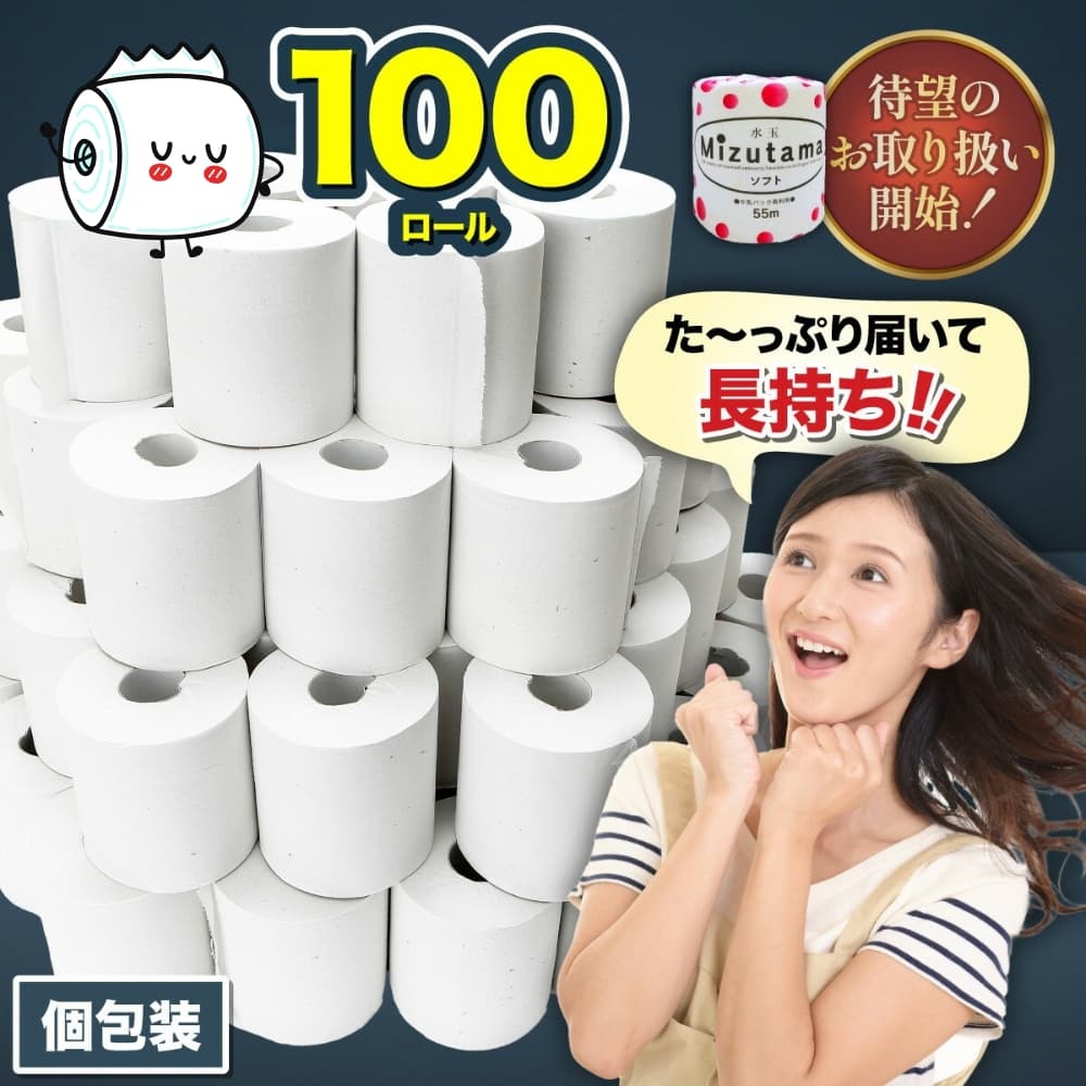 トイレットペーパー 水玉 55m×100個【福岡市】