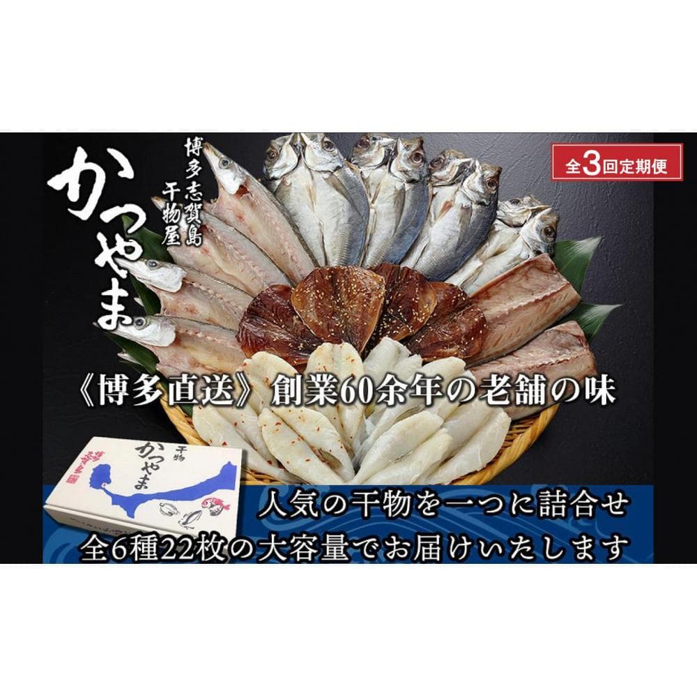 【全3回定期便】昔ながらの製法で作った干物詰合せ 全6種22枚×3回