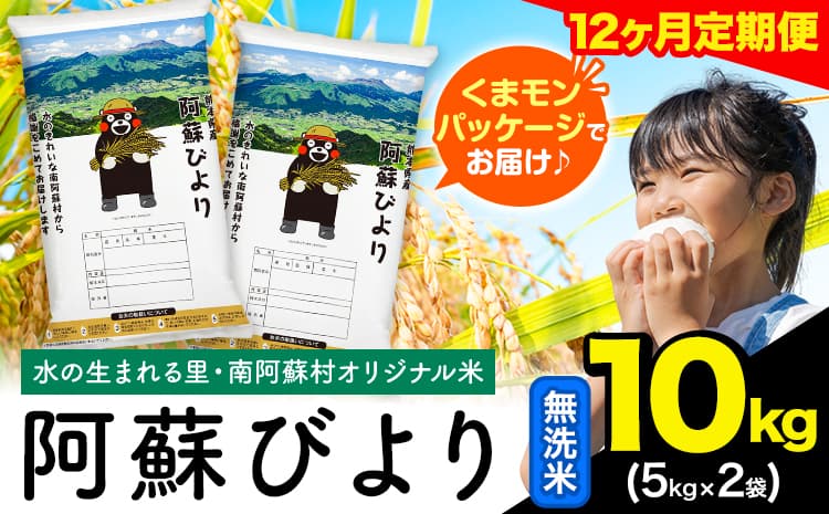【12ヶ月定期便】阿蘇びより 無洗米 10kg (5kg×2袋)《お申込み翌月から出荷》 |国産米 人気米 熊本県産米 お米---mna_abytei_10kg_222000_mo12_m---
