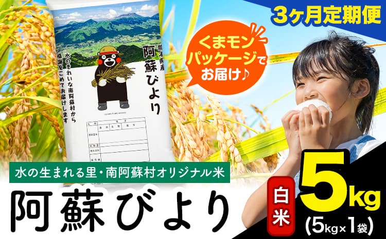 【3ヶ月定期便】阿蘇びより 白米 5kg (5kg×1袋)《お申込み翌月から出荷》 |国産米 人気米 熊本県産米 お米---mna_abytei_5kg_28500_mo3_h---