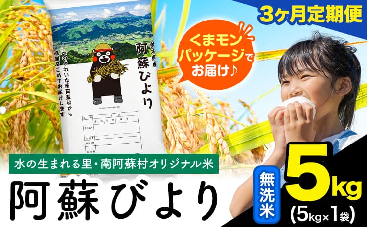 【3ヶ月定期便】阿蘇びより 無洗米 5kg (5kg×1袋)《お申込み翌月から出荷》 |国産米 人気米 熊本県産米 お米---mna_abytei_5kg_28500_mo3_m---