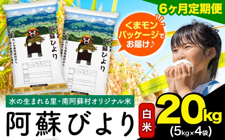 【6ヶ月定期便】阿蘇びより 白米 20kg (5kg×4袋)《お申込み翌月から出荷》 |国産米 人気米 熊本県産米 お米---mna_abytei_20kg_219000_mo6_h---