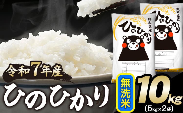 令和7年産 ひのひかり 無洗米 10kg 《1-5日以内に出荷予定(土日祝除く)》 人気米 熊本県産米 お米 生活応援米---mna_hn7_s_19500_10kg_m---