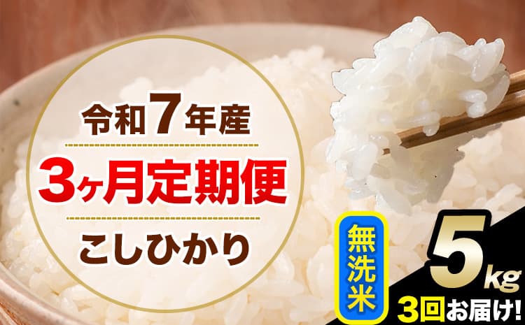【3ヶ月定期便】令和7年産 定期便 こしひかり 無洗米 定期便 5kg 5kg×1袋 精米 熊本県産(南阿蘇村産含む) 単一原料米 南阿蘇村《お申込み翌月から出荷》---kh7tei_31500_5kg_mo3_mna_m---
