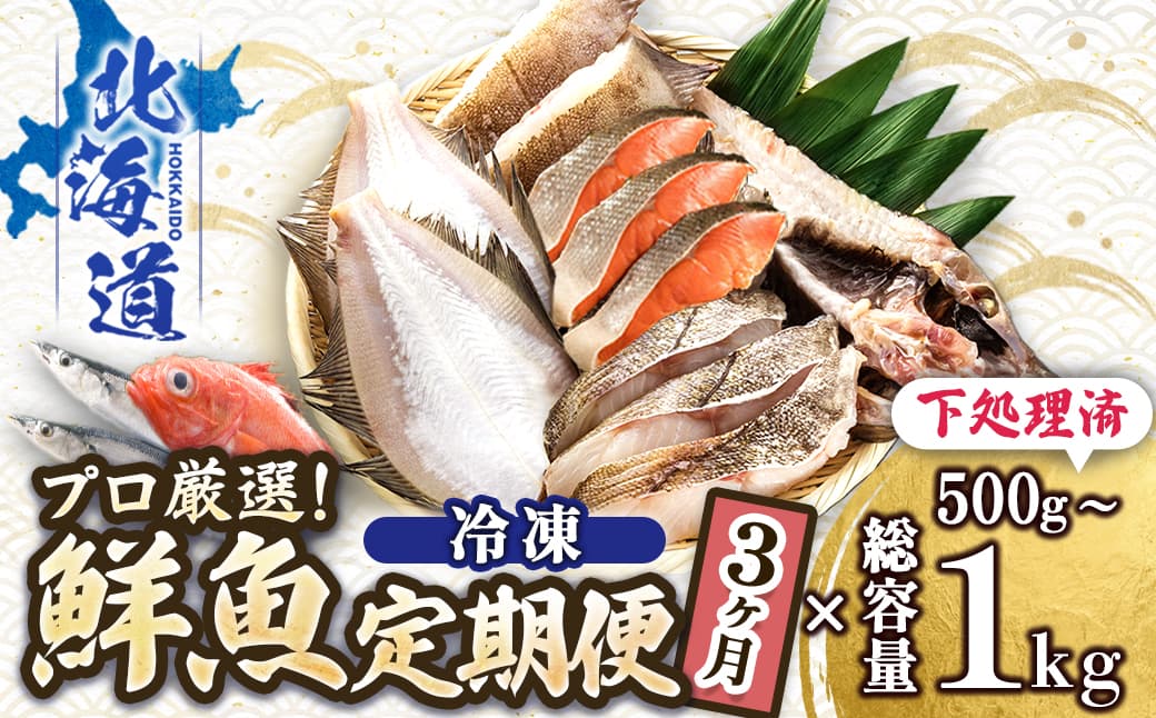 【定期便 3ケ月連続】 お魚の目利きのプロにお任せ!北海道産(国産) 天然 鮮魚 約500g~1kg(釧路の鮮魚セット) 鮮魚 刺身 セット 産地直送 定期便 海鮮 冷凍 冷凍便 北海道 釧路町 釧路超 特産品