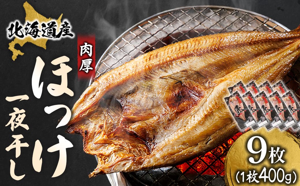北海道産 ほっけ一夜干し(400~449g)×9枚 【配送日時指定可能】 釧路町の匠が贈る 北の至宝 ホッケ 干物 焼魚 焼き魚 白身魚 セット ひもの 魚干物 一人暮らし セット おかず 冷凍 スピード発送 すぐ届く 魚介類 海鮮 絶品 人気 ヒロセ すぐ発送 40000円 北海道 釧路町 釧路超 特産品