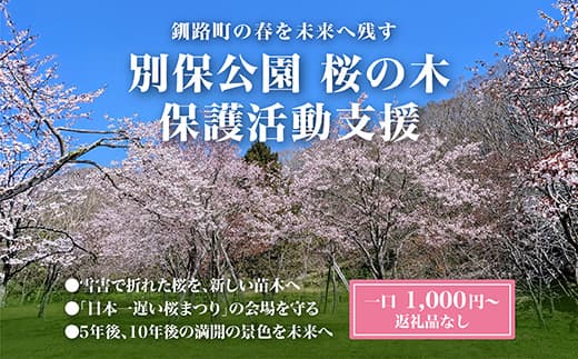 【返礼品なし】別保公園 の桜を雪害から復活させたい |「日本一遅い桜まつり」応援寄附(1口 1,000円〜) さくら 桜 桜の木 植樹 別保公園 北海道 釧路町 釧路超 寄付 支援 応援 共感型sakura01