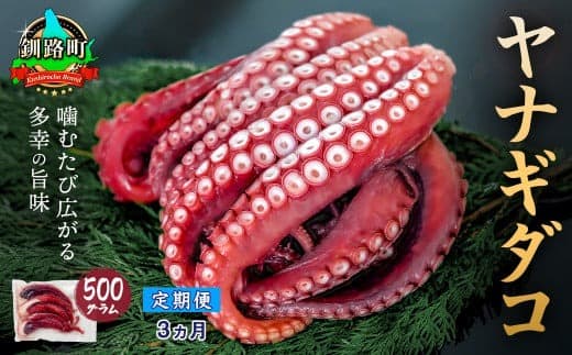 【定期便3ヶ月】ヤナギダコ500g【産地直送】プリプリ食感!釧路町昆布森産 ヤナギダコ|噛むたびに広がる多幸の旨味 お刺身 鍋 煮物に最適 栄養満点 贈答用 にも最適 漁師直送 鮮度抜群 蛸 タコ たこ 足 刺身 たこやき たこ唐揚げ 冷凍 北海道 釧路町 釧路超 特産品