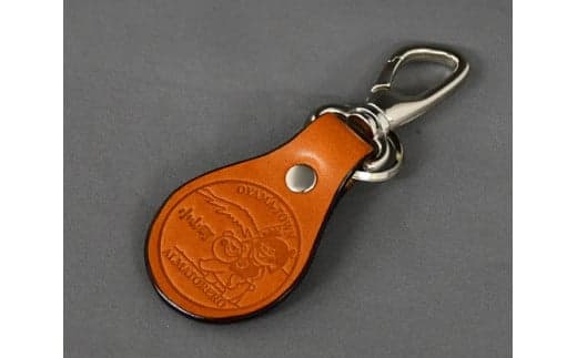 レザーキーホルダー 【金太郎と仲良しクマちゃんが富士山に登るよ!】 シルバー