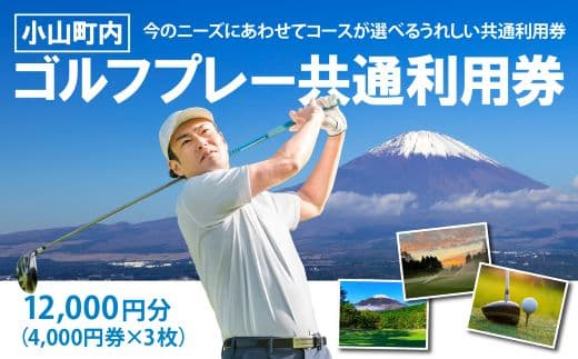 小山町内ゴルフプレー共通利用券 4000円券 × 3枚