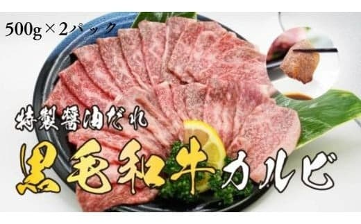 H9焼肉屋さんの極上黒毛和牛カルビ 特製醤油だれ漬け 500g×2パック