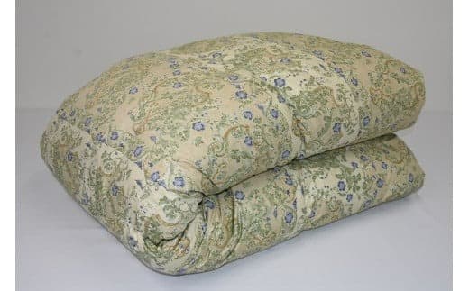 Q52 2層式キルト羽毛掛けふとん ハンガリー産ホワイトダックダウン93% 色ブルー系 柄おまかせ