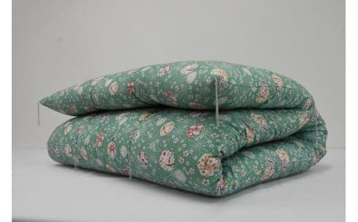 O15純綿わた入り手作り敷ふとん 色ブルー系 柄おまかせ