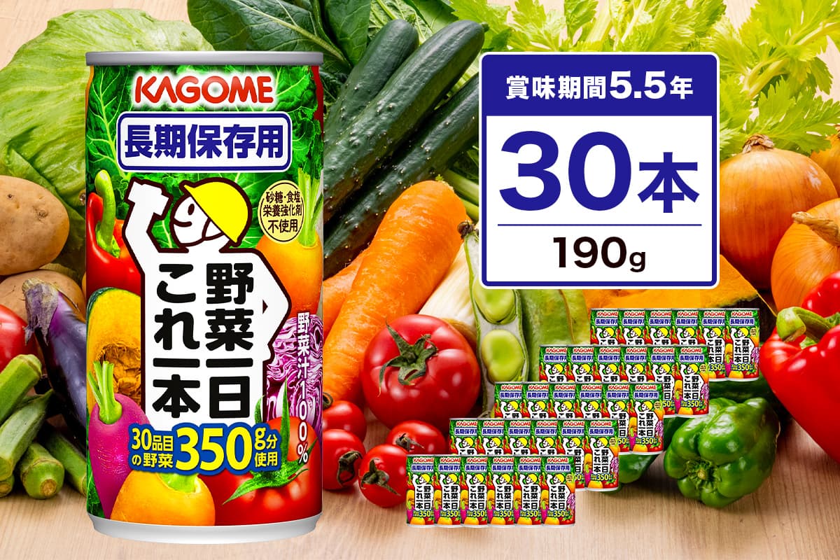 カゴメ 野菜一日これ一本 長期保存用 190g缶×30本【 飲料 野菜ジュース 栃木県 那須塩原市 】 ns001-031 (管理コード:ns001-031)