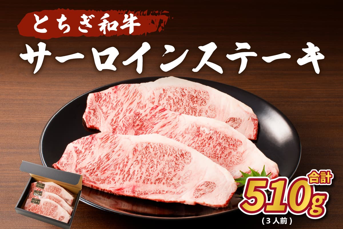 とちぎ和牛 サーロインステーキ510g(3人前)【 牛肉 栃木県 那須塩原市 】 ns004-019 (管理コード:ns004-019)