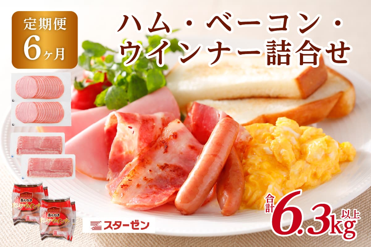 【定期便6ヵ月】ハム・ベーコン・ウインナー詰合せ ns009s-016 【豚肉 肉 ハム ベーコン ウインナー 豚ロース サラダ サンドイッチ】 【豚肉 肉 ハム ベーコン ウインナー 豚ロース サラダ サンドイッチ】 (管理コード:ns009s-016)