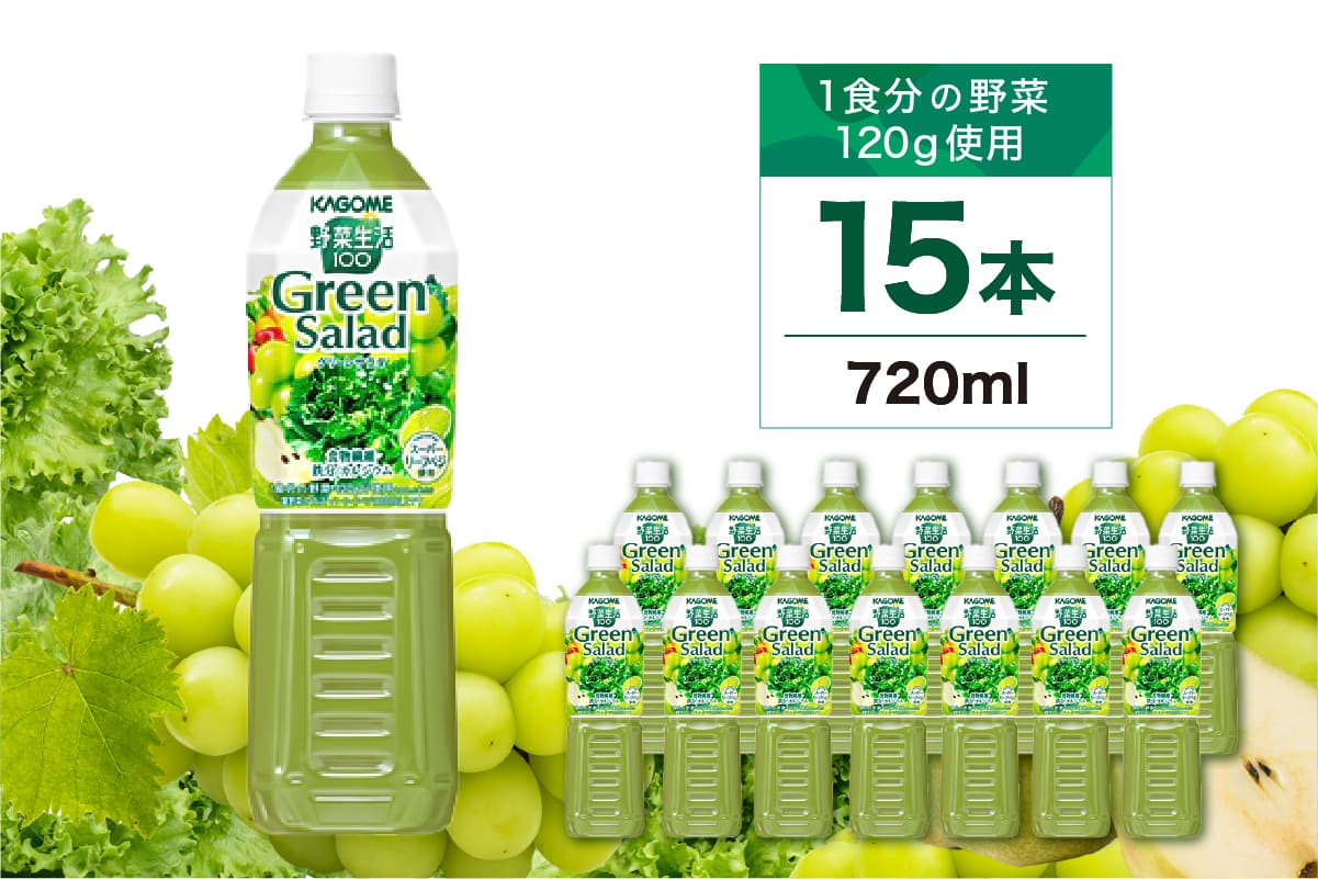 カゴメ 野菜生活100 グリーンサラダ 720ml 15本 ns111-013【KAGOME ジュース 野菜 飲料 にんじん】(管理コード:ns111-013)