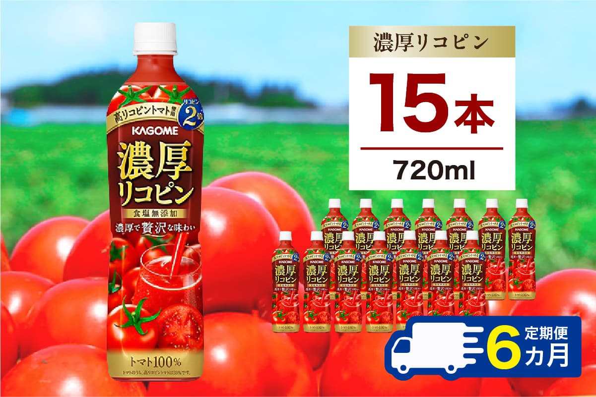 【定期便6ヵ月】カゴメ 濃厚リコピン 720ml 15本 ns111-021 【KAGOME ジュース トマト 濃厚 リコピン 健康 飲料】(管理コード:ns111-021)